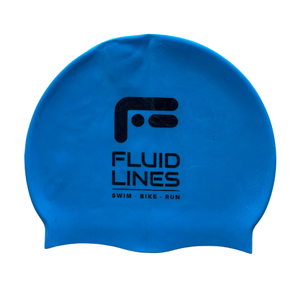 SILICONE SWIM CAP FLUIDLINES BLUE