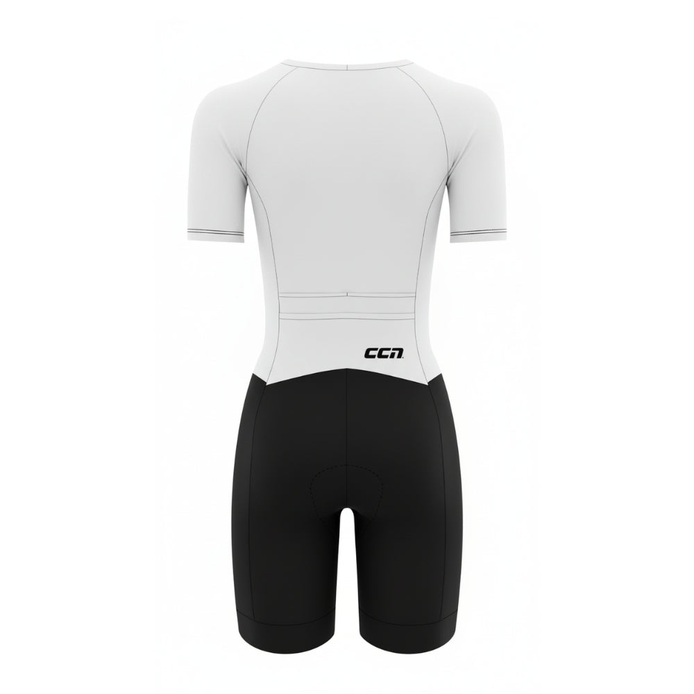 Womens Komsa Swift Tri Suit Short Sleeve Black/White