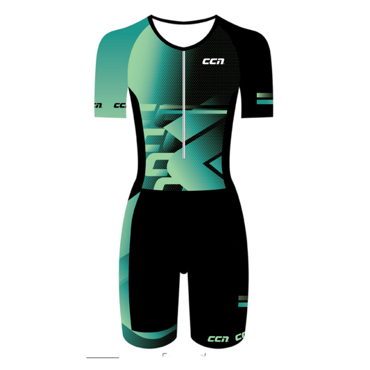 CCN Short Sleeve Tri Suit Black/Green M