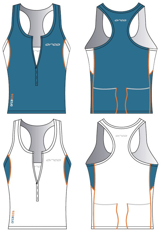 Womens 226 Tri Singlet Coral Blue White