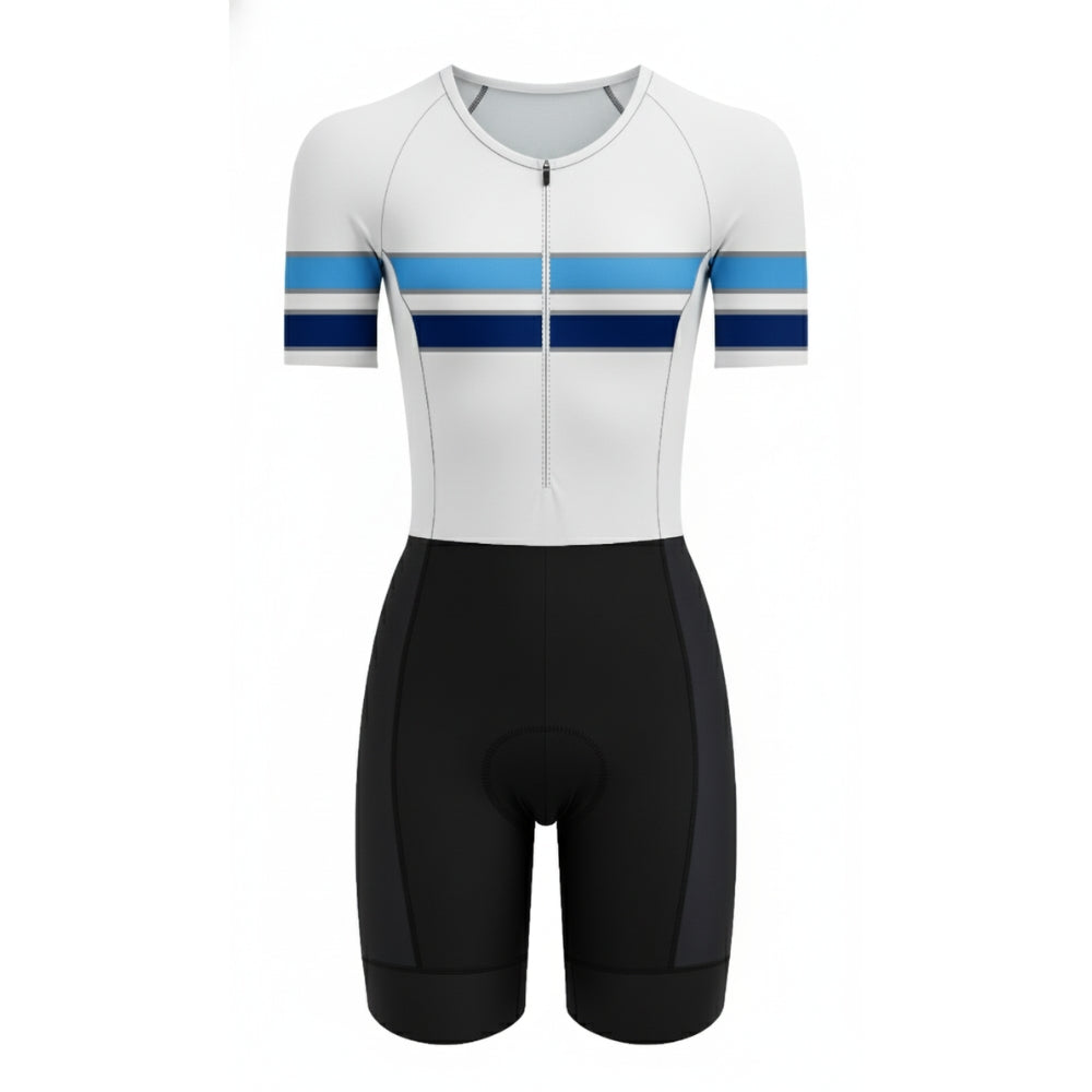 Mens Komsa Swift Tri Suit Short Sleeve White/Blue