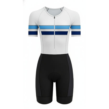 Mens Komsa Swift Tri Suit Short Sleeve White/Blue