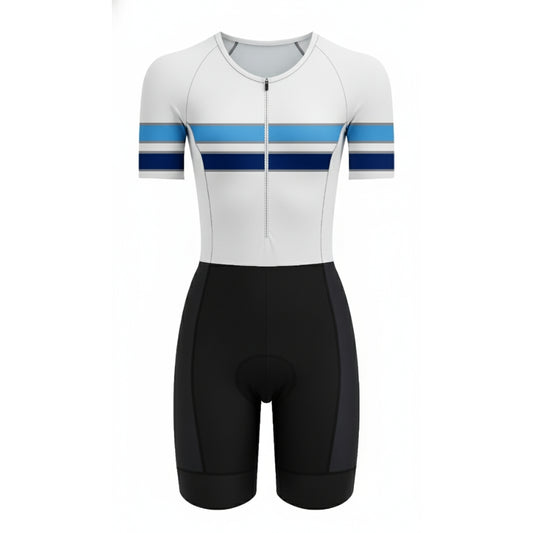 Mens Komsa Swift Tri Suit Short Sleeve White/Blue