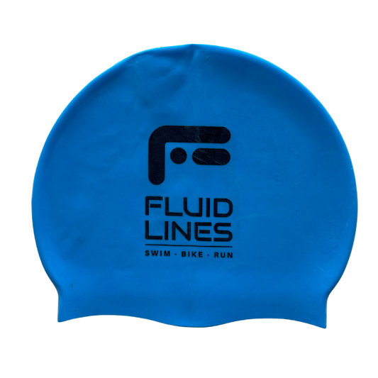 SILICONE SWIM CAP FLUIDLINES BLUE