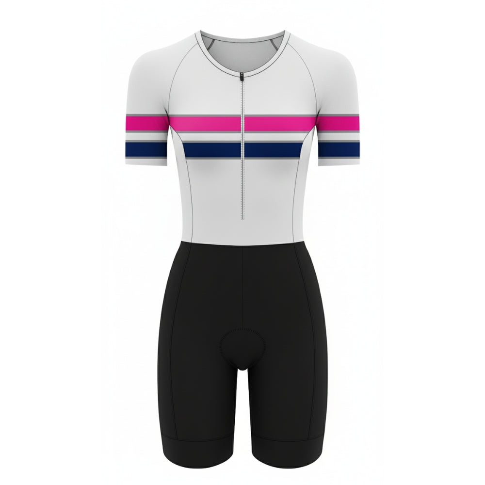 Womens Komsa Swift Tri Suit Short Sleeve White/Pink