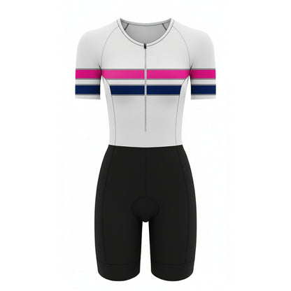 Womens Komsa Swift Tri Suit Short Sleeve White/Pink