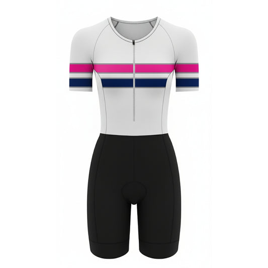 Womens Komsa Swift Tri Suit Short Sleeve White/Pink