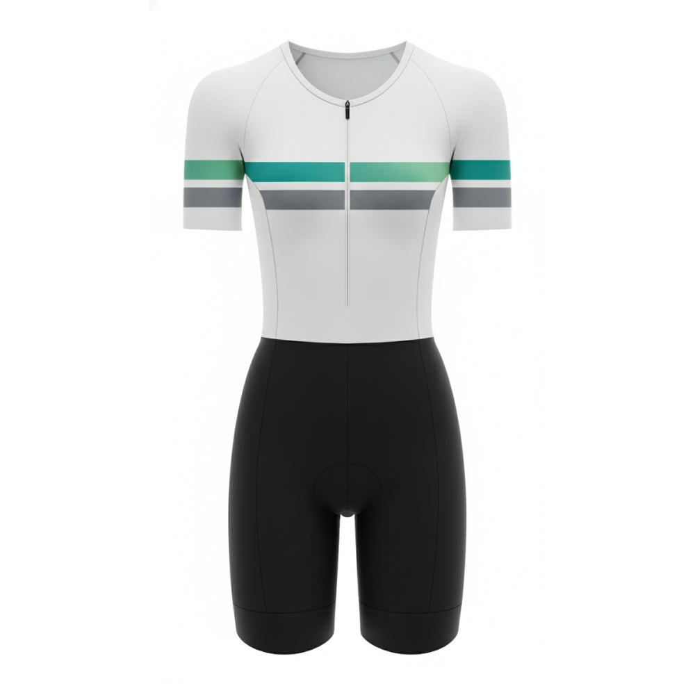 Womens Komsa Swift Tri Suit Short Sleeve White/Green