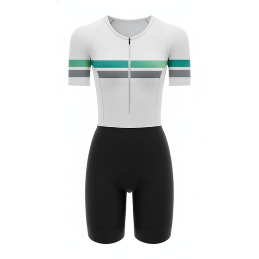 Womens Komsa Swift Tri Suit Short Sleeve White/Green