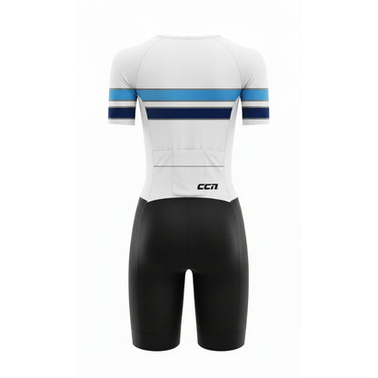 Mens Komsa Swift Tri Suit Short Sleeve White/Blue