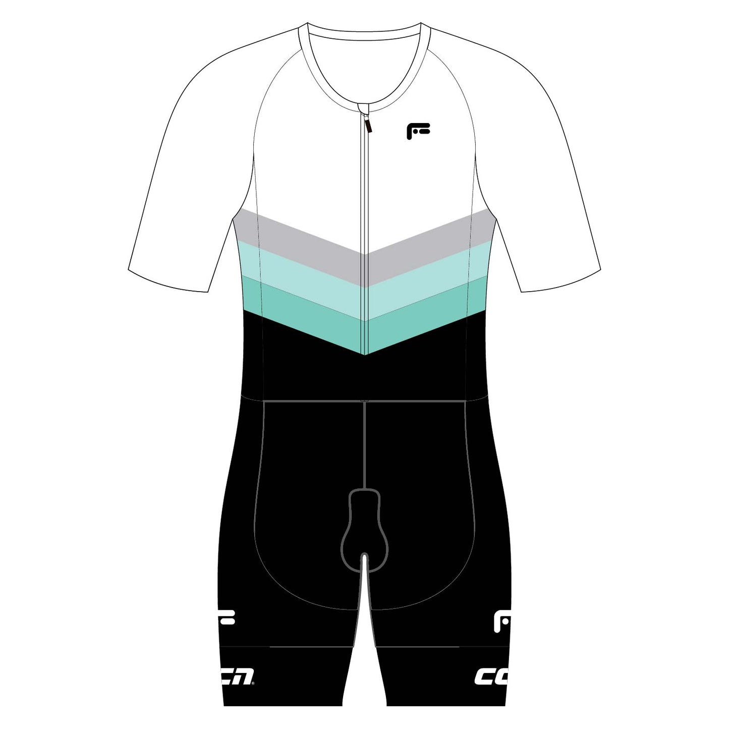 Mens Komsa Swift Tri Suit Short Sleeve White/Green