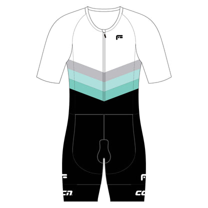 Mens Komsa Swift Tri Suit Short Sleeve White/Green