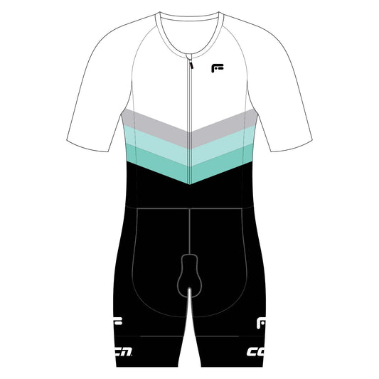 Mens Komsa Swift Tri Suit Short Sleeve White/Green