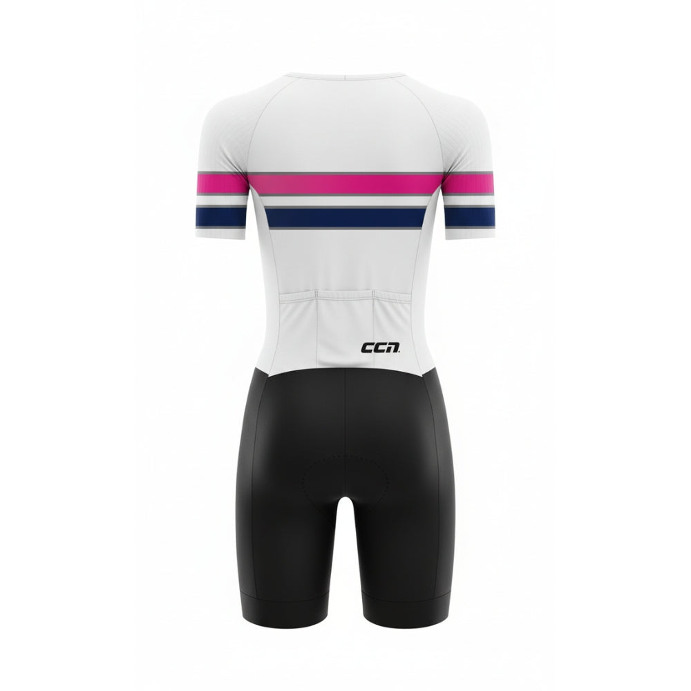 Womens Komsa Swift Tri Suit Short Sleeve White/Pink