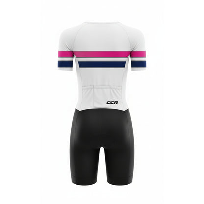 Womens Komsa Swift Tri Suit Short Sleeve White/Pink