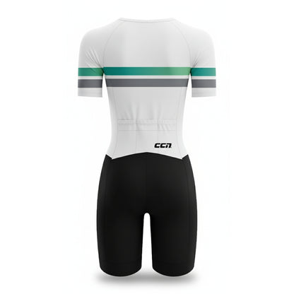 Mens Komsa Swift Tri Suit Short Sleeve White/Green