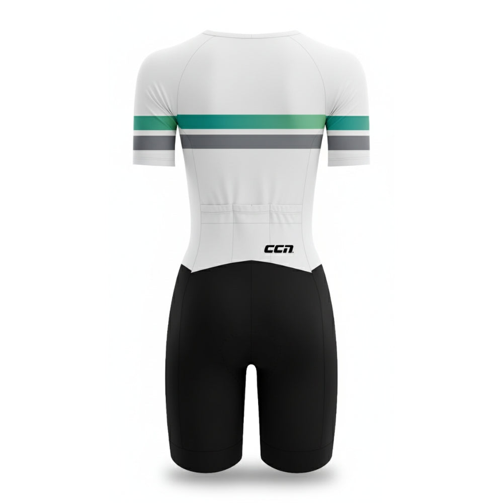 Womens Komsa Swift Tri Suit Short Sleeve White/Green